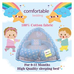 Kwitchy New Born Baby Bedding Set Cushioned Mattress with Mosquito Net & Sleeping Bag Combo Blue image 5