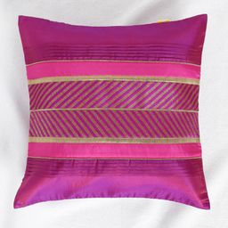ANS Purple Single Brocade Dual-Toned 16'' x 16'' Square Cushion Cover-image-77