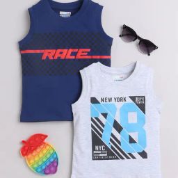 Bumzee Kids Navy & Grey Printed T-Shirt (Pack Of 2)-picture-21