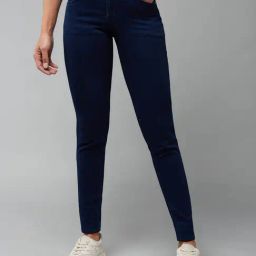 DOLCE CRUDO Dark Blue Mid Rise Stretchable Jeans-image-85