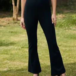 KASSUALLY Black Regular Fit Mid Rise Trousers-image-56