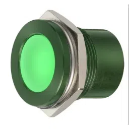 RS PRO Green Panel Mount Indicator 28 V, Mounting Hole Size 22 mm, Termination Type Faston, Solder Lug, IP Rating IP67, Model No 8987725-4