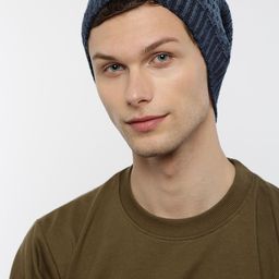 The Roadster Lifestyle Co Unisex Blue Self Design Beanie-image-30