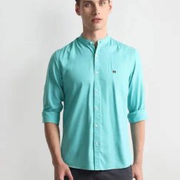 Arrow Sports Sea Blue Cotton Slim Fit Shirt-image-56