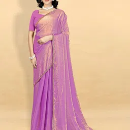 VRAGI Embroidered Pure Chiffon Saree-image-44
