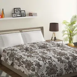 Swayam Sparkle White & Brown Cotton Blend 120 TC Comforter - Set of 1-23
