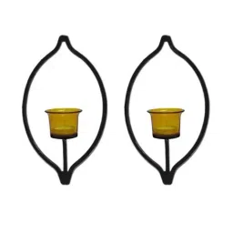 Hosley Tealight Candle Holder with Yellow Glass Set of - 2-image-86