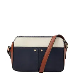 Accessorize London Navy & White Solid Medium Sling Handbag-image-21