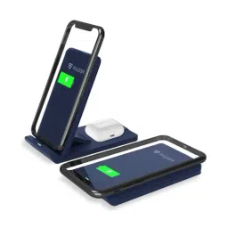 RAEGR Arc 1100 2-in-1 10W+5W Wireless Charger Foldable Stand with 2 Type-C Cables - (Blue)-image-65