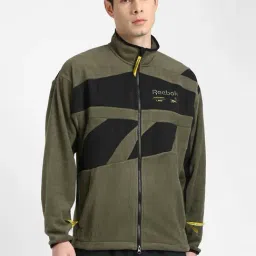 Reebok Classics Olive & Black Printed High Neck Jacket-image-9