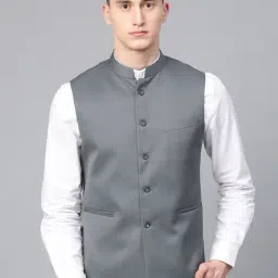 ManQ Grey Sleeveless Waistcoat-image-35