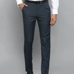 Louis Philippe Navy Slim Fit Flat Front Trousers-image-63