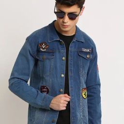 VOXATI Blue Full Sleeves Shirt Collar Denim Jacket-image-104