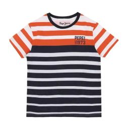 Pepe Jeans Kids Orange & Blue Cotton Striped T-Shirt-picture-23