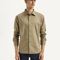 Levi's Khaki Cotton Slim Fit Shirt-image-84