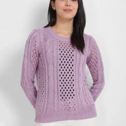 Allen Solly Purple Crochet Pattern Sweater-image-81