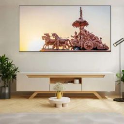 Nestroots Brown Canvas Krishna And Arjuna's Divine Journey Wall Painting - Single Frame-19