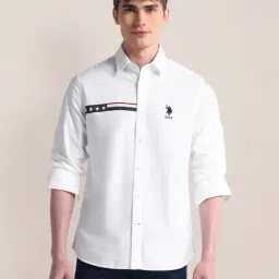 U.S. Polo Assn. White Cotton Regular Fit Printed Shirt-picture-42