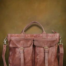 Art N Vintage Mason Cognac Leather Solid Large Laptop Messenger Bag-image-32