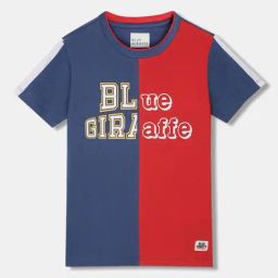 Blue Giraffe Boys Blue & Red Cotton Color Block 1 T-shirt-image-82