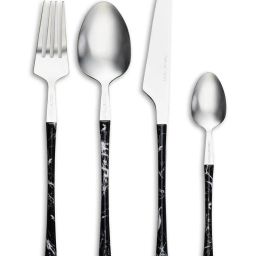 NATURALLY YOURS Black Stainless Steel Vittoria Flatware Set of 4 image 3