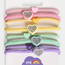 MiArcus Girls Colorful Elastic Hair Rubber Bands with Heart Charms Pack of 8-29