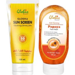 Globus Remedies Glosika Moisturizing Sunscreen SPF 50+++ & Papaya Face Wash Combo-88