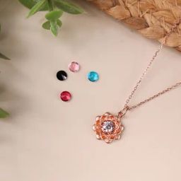 Silberry 92.5 Sterling Silver Rose Gold Floral Petal pendant-picture-14