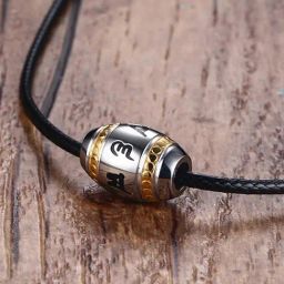 Peora Stainless Steel Stylish Spiritual Om Drum Cylinder Pendant Necklace-image-5