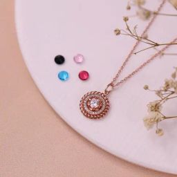 Silberry 92.5 Sterling Silver Rose Gold Curl Pendant with Chain-image-19