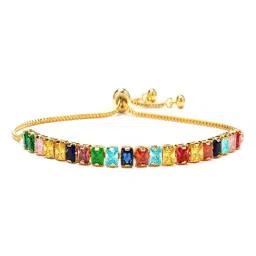 Peora Multi Crystal Studded Adjustable Flexible fit Bracelet-image-99