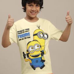 Kidsville Minions Yellow Printed Regular Fit T-Shirt For Boys-image-54