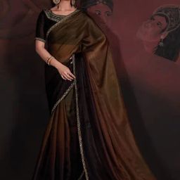 Saree Mall Brown Embellished Saree With Unstitched Blouse-image-74