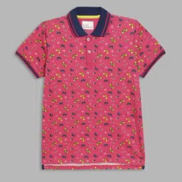 Blue Giraffe Boys Pink Cotton Printed 1 T-shirt-image-38