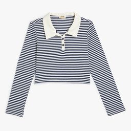 Koton Girls Striped Polo Collar Cotton T-shirt-picture-21
