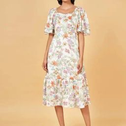 Honey by Pantaloons White Printed A-Line Dress-image-83