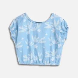 Allen Solly Girls Blue Cotton Printed Top-picture-28