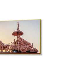 Nestroots Brown Canvas Krishna And Arjuna's Divine Journey Wall Painting - White Floating Frame image 3