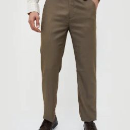 Code by Lifestyle Dark Beige Regular Fit Textured Flat Front Trousers-50