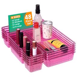 Kuber Industries Pink 48 Pieces Regular Makeup Organisers-25
