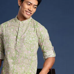 Taavi Men Woven Legacy Pure Cotton Ethnic Motifs Printed Kurta-85