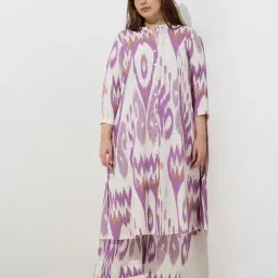 Diza by Westside Purple Ikat Design A-Line Kurta-image-6