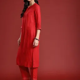 Anouk Women Regular Kurta with Trousers & With Dupatta image 4
