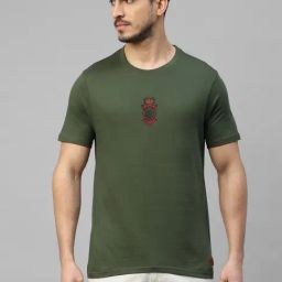 Royal Enfield MLG Dark Olive Regular Fit Logo Crew T-Shirt-image-14