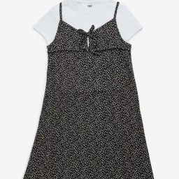 Y&F Kids by Westside Black Printed Cotton Dress with T-Shirt Set-image-65