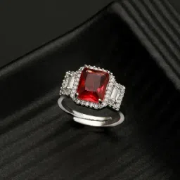 Saraf RS Jewellery Silver American Diamond Studded Minimal Ring-image-58