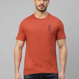 Royal Enfield MOTOR BICYCLE Brick Red Regular Fit Printed Crew T-Shirt-image-73