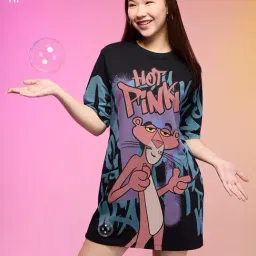 The Souled Store Black Loose Graphic Dress-picture-1