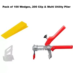 FLAMINGO ENTERPRISE Tile Leveling System Kit 1 Multi-Utility Plier Red 100 Wedges 200 Clips 3 mm Spacing, FM-533 image 2