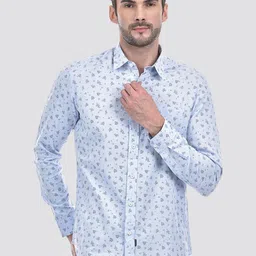 Numero Uno Men Spread Collar Floral Printed Cotton Slim Fit Casual Shirt-image-90